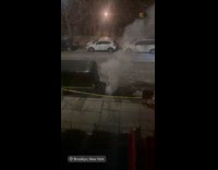 Street vent underground explosion full of smoke