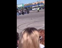 Grim reaper standing in crowd at school car crash