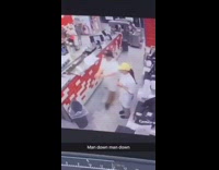 security footage two people slip