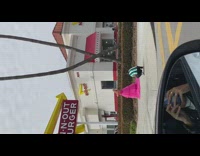 Woman pink gown peace up In N Out