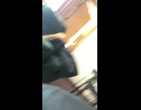 Cat plays fetch black hair tie mattress 