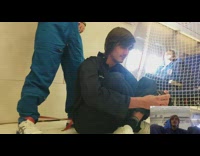 Guy sit spin around on zero gravity