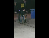 guy green shirt drunk trying to walk straight