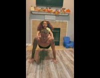 Guy does push ups with family on back