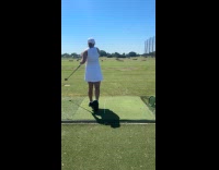 Woman playing golf hits bird with ball