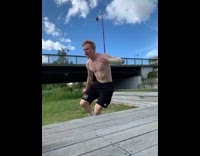 Man Parkours Through Wooden Platform and Fails