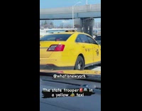 State trooper in yellow taxi pulls over car