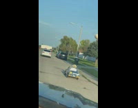 Man drives small car