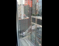 Collab WINY - Construction crane on fire damage on street glitchy vid man and woman voice