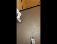 Baby rides elevator for the first time 