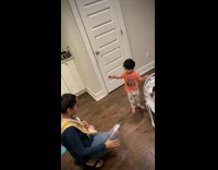 Little toddler boy tells his mom to not cry when his mom pretend cries
