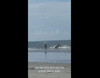 Girl different sexy pose beach kid run