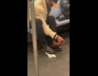 Man Uses Mechanical Nail File on Foot Nails