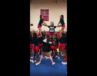 Cheerleader formation fail and fall to each other
