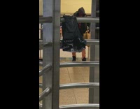 Underwear hangs on station bars 