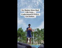 Blue shirt guy throws basketball at phone 