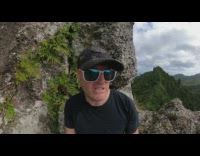 Chicken followed man on high altitude mountain