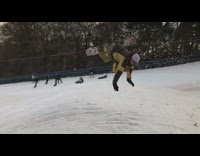 Snowboarder tries to flip off ramp but fails, faceplants into snow