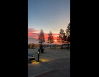 Man hums while walking on sunset view