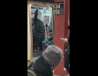 New York subway rabbit man makes loud grunting noise on train