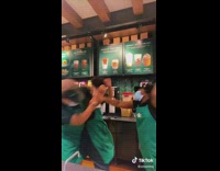 Collab BitchIG2 - Three starbucks workers pretending to fight