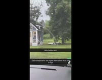 Girl laughing at rented tiny house 
