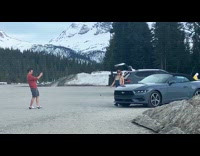 Woman denim jumper poses in convertible car Part 3