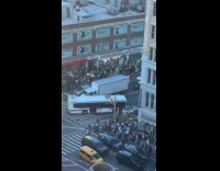 Man shows marching band performance on street