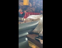 girl red booth restaurant