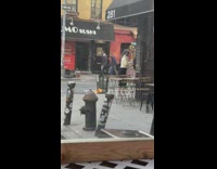 Object in public trash can on fire 