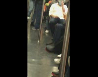 Guy wears eye and face mask subway