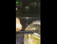Guy drinks pickle juice in jar 