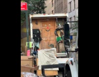 Door with face at back of truck