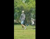 Striped shirt guy dances park grass vans 