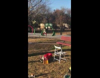 Woman red pants dance playground park sunset
