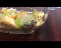 Live frog inside store bought caesar salad 