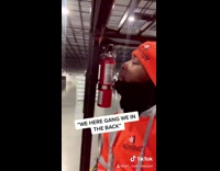 Guy factory warehouse monkey noises 