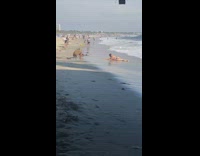 Woman blue bikini lie down beach pictorial