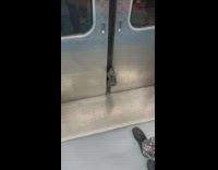 Shoe gets stuck on subway train door 