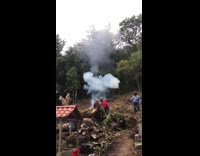 Guy explodes small firework