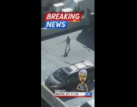 White pants girl dances rooftop parking lot 