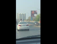 Collab IITW - Woman dance at opened white BMW car roof road Part 2