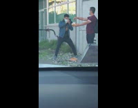 Guy hold bread sprinkle leaves face mask