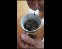 Sound of spoon changes inside the cup