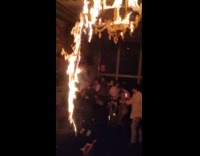 Celing Lamp on fire at the disco club party