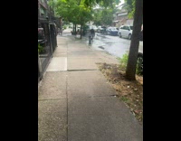 Fire hydrant water hit woman on the butt