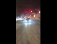 Red white car street intersection donut