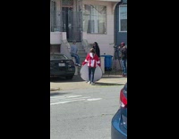 Guy grey sweater sit stairs salute reflector