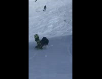 Snowboarder rolls down snow fail 