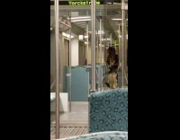 Cachi Pants Guy Plays White Guitar on Long Bus